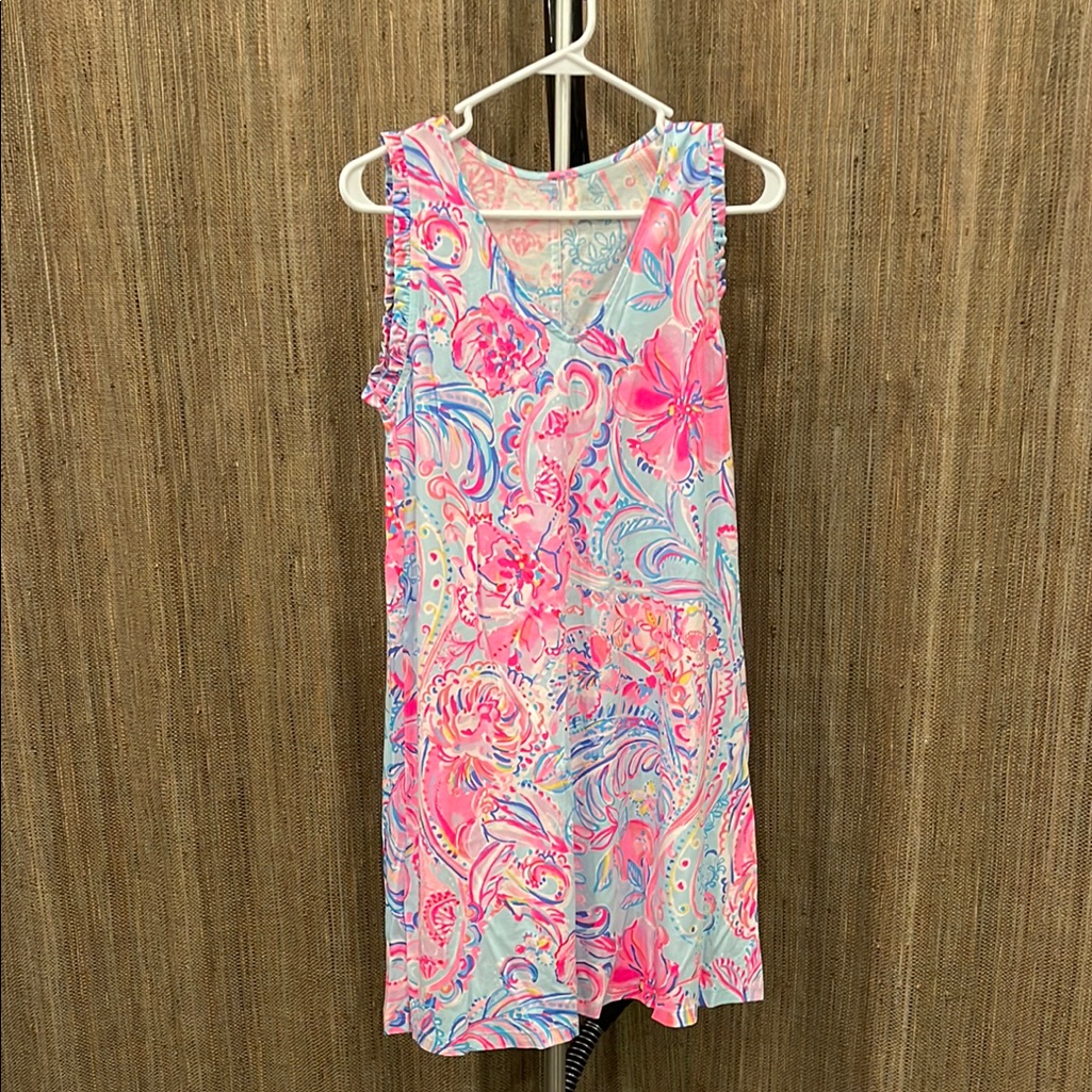 Lilly Pulitzer Pink And Blue Floral Midi Dress